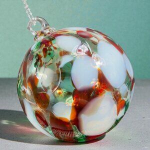 Hand Blown Studio Art Glass Orb Ornament Friendship Ball Witch Ball Hand Made